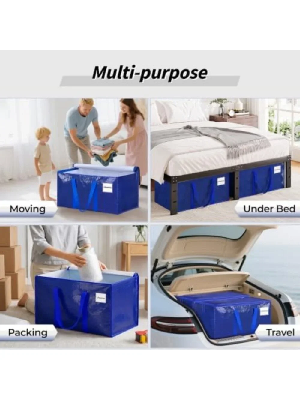 Extra Large Blue Clothes Storage Bins with Lids - 8 Pack, Organize & Simplify!